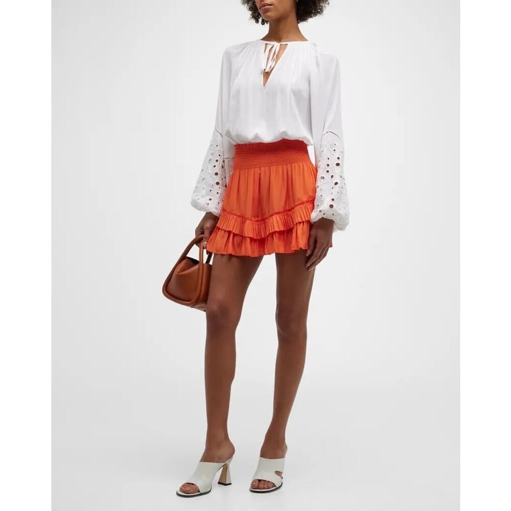 Ramy Brook Wendy Tiered Mini Skirt in Poppy Size Medium